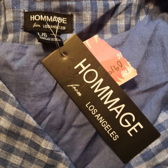 NWT Hommage Los Angeles Sz Jr Large blue checkered dress with belt - Picture 3 of 6